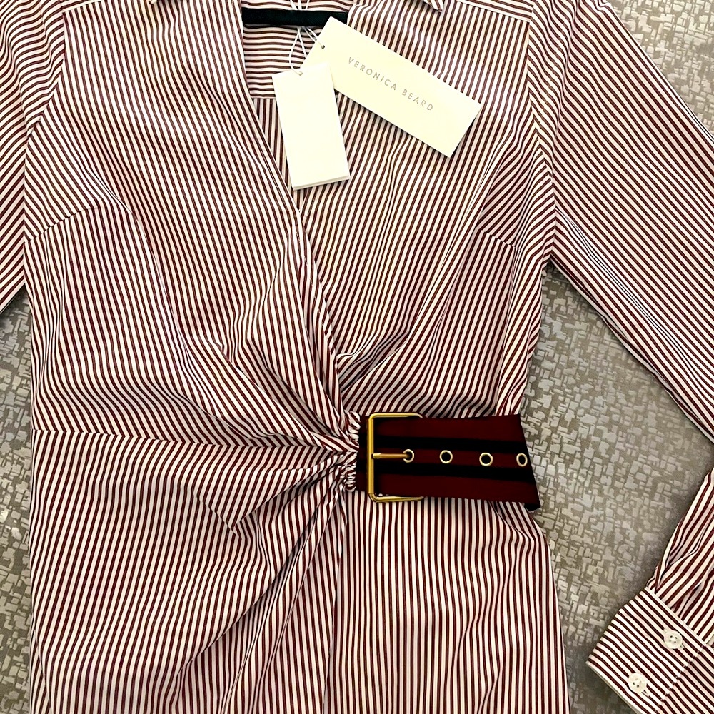🔥NWTS Veronica Beard Pinstripe Wrap Shirtdress